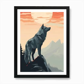 Wolf At Sunset 2 Art Print