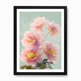 Dahlia Flowers Acrylic Painting In Pastel Colours 2 Art Print