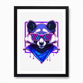 Retro wave - loose raccoon in sunglasses Art Print