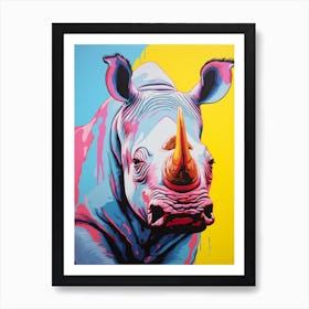 Rhino Pop Art Yellow Blue Pink 3 Art Print