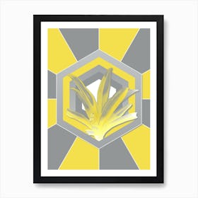 Vintage Boat Lily Botanical Geometric Art in Yellow and Gray n.433 Art Print