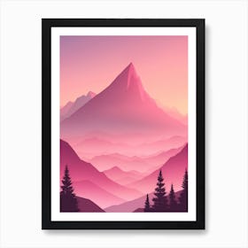 Misty Mountains Vertical Background In Pink Tone 27 Art Print