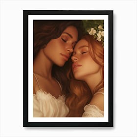 Girls Kissing Art Print