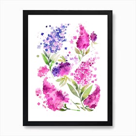 Hydrangeas And Lilacs Art Print