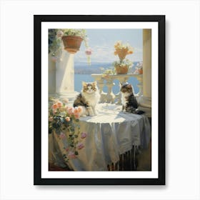 Two Rococo Style Cats Lounging In The Sun 2 Art Print