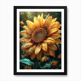 Sunflower In The Rain Art Print