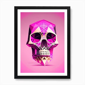 Skull With Geometric Designs 1 Pink Mexican Art Print