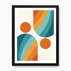 Mid Century Modern Geometric Arch A1 In Teal Sage Orange 01 Art Print