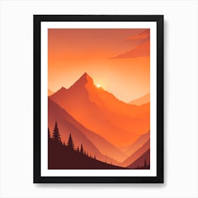 Misty Mountains Vertical Composition In Orange Tone 336 Art Print