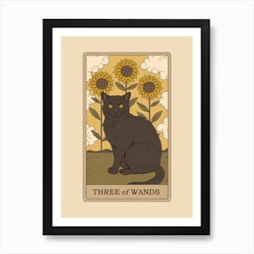 Three Of Wands   Cats Tarot Art Print