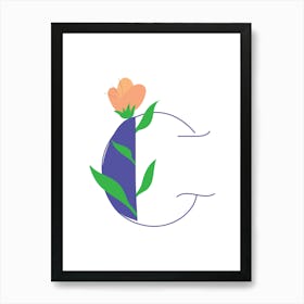 Living Room Floral Letters Purple 03 Art Print