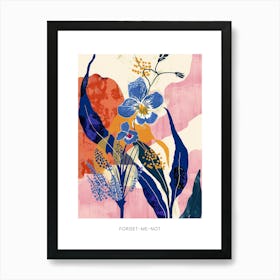 Colourful Flower Illustration Poster Forget Me Not 5 Art Print