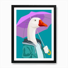 Duck With Umbrella 2 Art Print