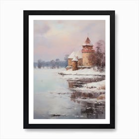 Dreamy Winter Painting Trakai Castle Lithuania 2 Art Print