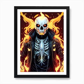 Skeleton in flames Art Print