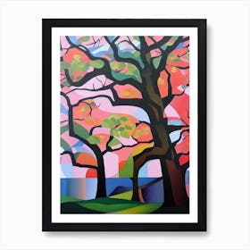 English Oak Tree Cubist 1 Art Print