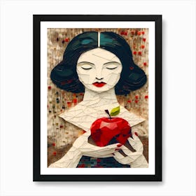 Woman And An Apple Art Print