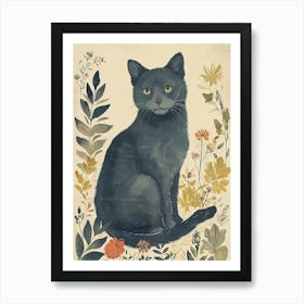 Russian Blue Cat Japanese Illustration 1 Art Print