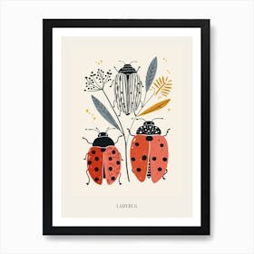 Colourful Insect Illustration Ladybug 10 Poster Art Print