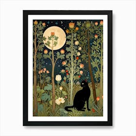 William Morris Black Cat In The Forest 7 Art Print