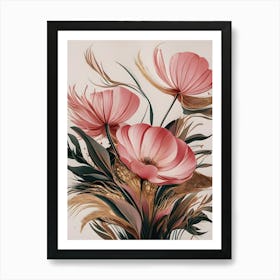 Pink Flowers In A Vase Art Print