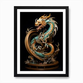 Chinese Dragon Elements 3d 1 Art Print