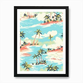 Miami Beach, Florida, California, Inspired Travel Pattern 4 Art Print