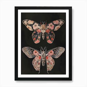Night Butterflies William Morris Style 8 Art Print
