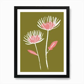 Pink & Green Chrysanthemum 4 Art Print