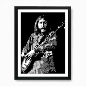 Duane Allman Musician Legend in Grayscale Illustration Art Print