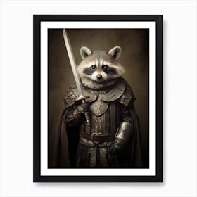 Vintage Portrait Of A Honduran Raccoon Dressed As A Knight 4 Art Print