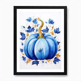 Australian Blue Pumpkin Watercolour Illustration 3 Art Print