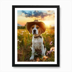 Beagle Cowboy Art Print