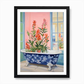 A Bathtube Full Of Snapdragon In A Bathroom 3 Art Print