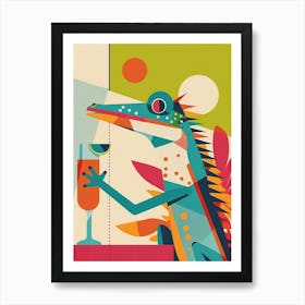 Lizard Drinking A Cocktail Modern Abstract Illustration 1 Art Print