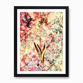 Impressionist Corn Lily Botanical Painting in Blush Pink and Gold Art Print