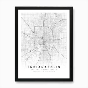 Indianapolis Indiana USA White Map Art Print