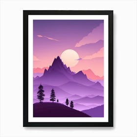 Misty Mountains Vertical Composition In Purple Tone 43 Art Print