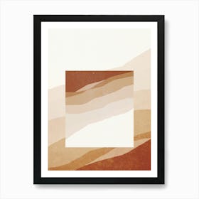 Minimal Art Abstract Painting brown waves Art Print