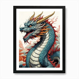 Japanese Dragon Pop Art Style (47) Art Print