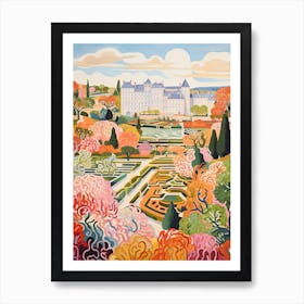 Chateau De Villandry Gardens, France In Autumn Fall Illustration 0 Art Print