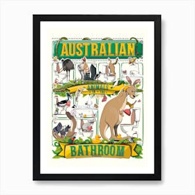 Australian Animals In The Bathroom Art Print
