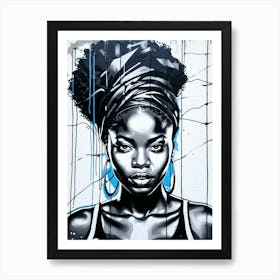 Graffiti Mural Of Beautiful Black Woman 218 Art Print