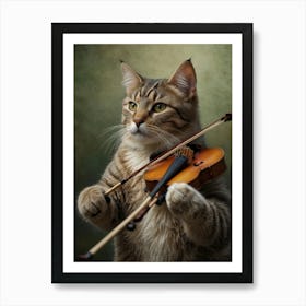 Cat Playing Violin Art Print