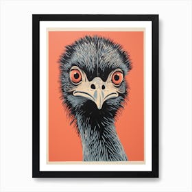 Vintage Bird Linocut Emu Art Print