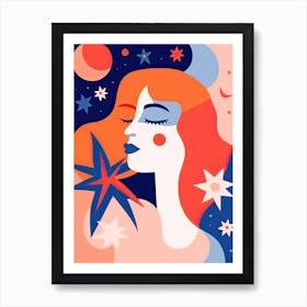 Aquarius Illustration Zodiac Star Sign 2 Art Print