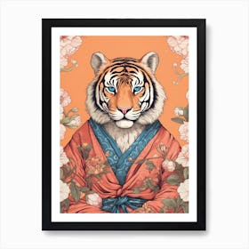 Tiger Illustrations Wearing A Kimono 1 Art Print