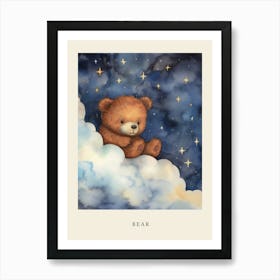 Baby Bear 2 Sleeping In The Clouds Nursery Poster Art Print
