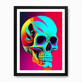 Skull With Tattoo Style Artwork Primary 1 Colours Pop Art Art Print