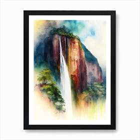 Angel Falls, Venezuela Water Colour  (6) Art Print